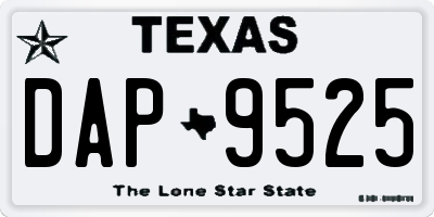 TX license plate DAP9525
