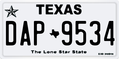TX license plate DAP9534