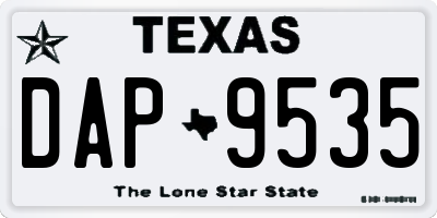 TX license plate DAP9535