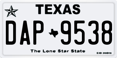 TX license plate DAP9538