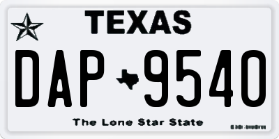 TX license plate DAP9540