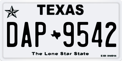 TX license plate DAP9542