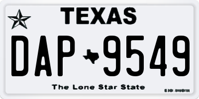 TX license plate DAP9549