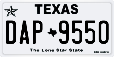 TX license plate DAP9550
