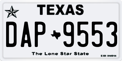 TX license plate DAP9553