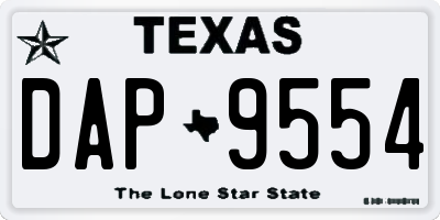 TX license plate DAP9554