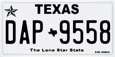 TX license plate DAP9558