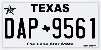 TX license plate DAP9561