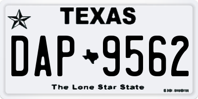 TX license plate DAP9562