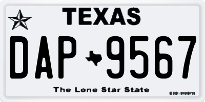 TX license plate DAP9567