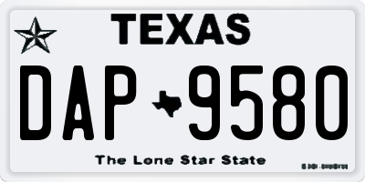 TX license plate DAP9580
