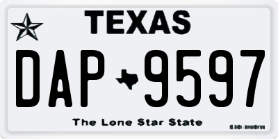 TX license plate DAP9597