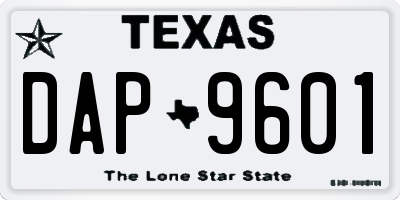 TX license plate DAP9601