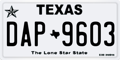 TX license plate DAP9603