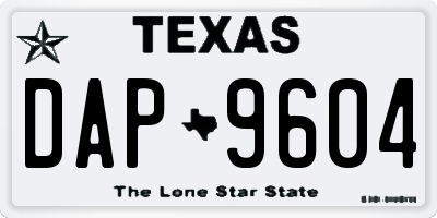 TX license plate DAP9604