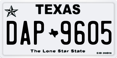 TX license plate DAP9605