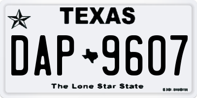 TX license plate DAP9607