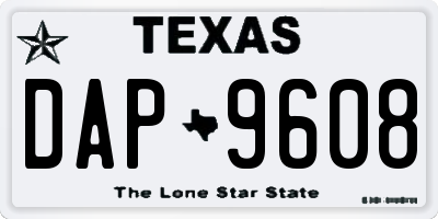 TX license plate DAP9608