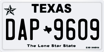 TX license plate DAP9609