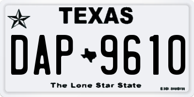 TX license plate DAP9610