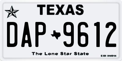 TX license plate DAP9612