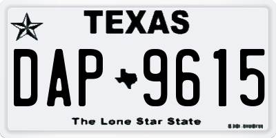 TX license plate DAP9615