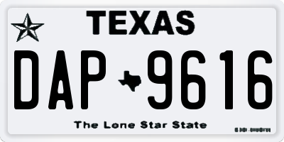TX license plate DAP9616