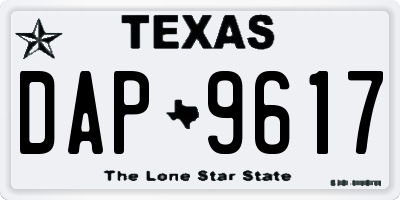 TX license plate DAP9617