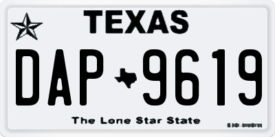 TX license plate DAP9619
