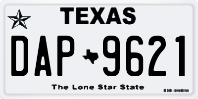 TX license plate DAP9621