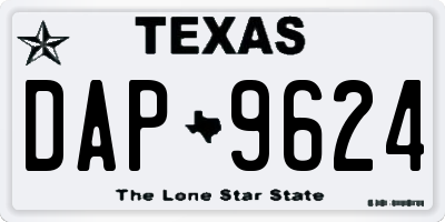 TX license plate DAP9624