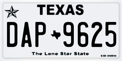 TX license plate DAP9625