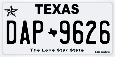 TX license plate DAP9626