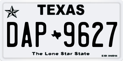 TX license plate DAP9627