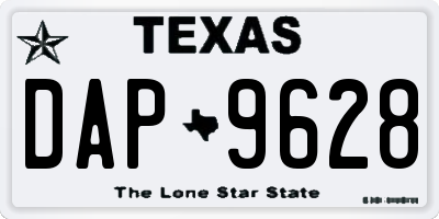 TX license plate DAP9628