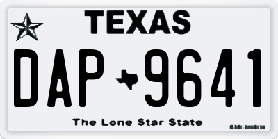 TX license plate DAP9641