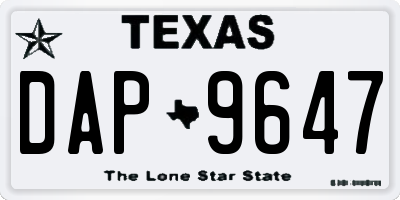 TX license plate DAP9647