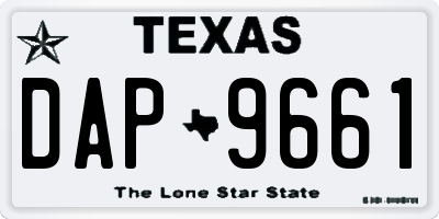 TX license plate DAP9661