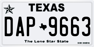 TX license plate DAP9663