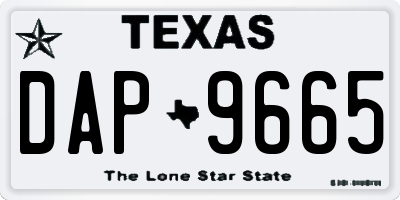 TX license plate DAP9665