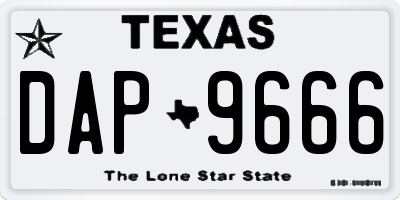 TX license plate DAP9666