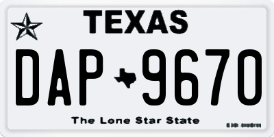 TX license plate DAP9670
