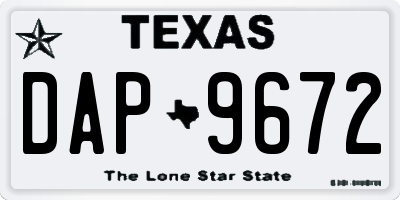 TX license plate DAP9672