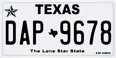 TX license plate DAP9678