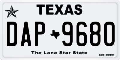 TX license plate DAP9680