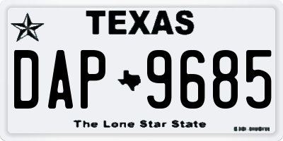 TX license plate DAP9685
