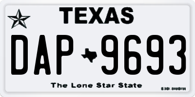 TX license plate DAP9693