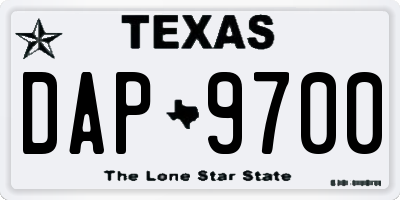 TX license plate DAP9700