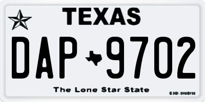 TX license plate DAP9702