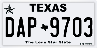 TX license plate DAP9703
